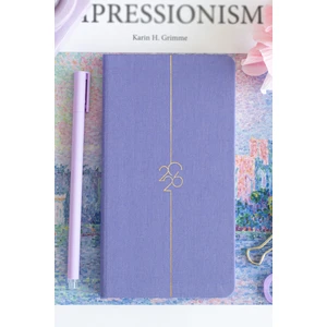 Matt Notebook 2026 Yılı Haftalık Keten Cep Ajandası 12 Aylık Lila