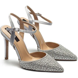 Yüksek Topuklu Taş Işlemeli Tokalı Abiye Saten Ayakkabı 330