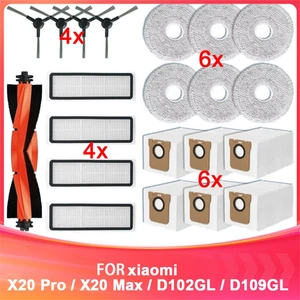 Xiaomi Robot Vakum X20 Pro / X20 Max / D102GL / D109GL Yedek Parçalar Ana Yan Fırça Hepa Filtre Paspas Pedi Toz Torbası (Yurt Dışından)