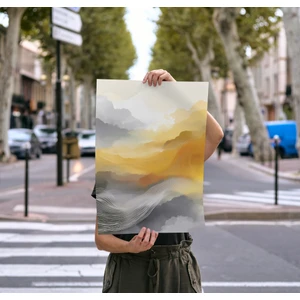 Çerçevesiz Poster Dijital Baskı Soyut "sarı"
