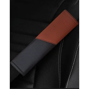 2'li Emniyet Kemer Kılıfı Pedi Çift Renkli Deri Taba-Karbon Desenli V.i.p Serisi