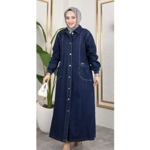Kadın Düğmeli Cepli Kar Yıkamalı Denim Kot Kap