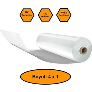 160 Micron Naylon Örtü, Şeffaf Su Geçirmez Naylon, 4x1 Metre
