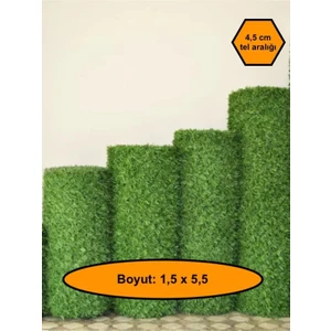 1,5x5,5 Metre Çim Çit, Bahçe Çiti, Dekoratif Telli Çit, Yapay Çim Çit