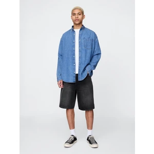 Erkek Siyah 10.5" Baggy Denim Şort