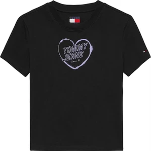 Kadın Th Slim Fit Kalp Baskılı Tişört – Siyah