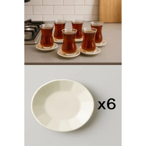 Düz Beyaz Porselen Klasik 6'lı Çay Tabağı Seti Çay Bardak Altlığı 10,5cm