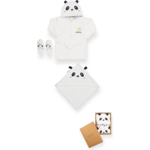 Panda Desenli Bambu Bornoz Seti