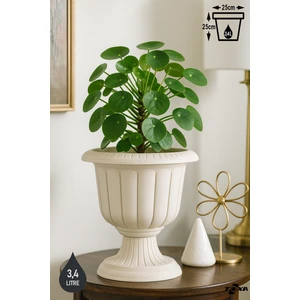 3,4 Litre Nergis Saksı 25cm Ayaklı Plastik Bahçe Balkon Saksısı