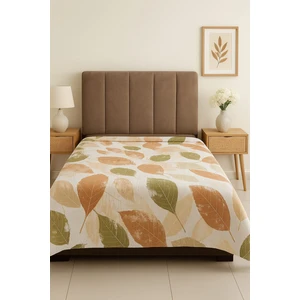 %100 Pamuk Çift Kişilik Pike Örtüsü 200X240 cm – Sonbahar Yaprak Desenli, Yumuşak Dokulu, Nefes Alabilir Kumaş, Yazlık Pike
