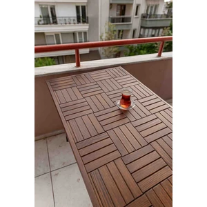 Ahşap Ceviz Renk Balkon  Bahçe Masası Çay Kahve Mutfak Yemek Masası 120 x 60 cm , Yükseklik 73 cm