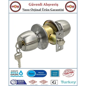 Otel Tipi Topuzlu Tokmaklı Oda Kapı Kilidi - Saten