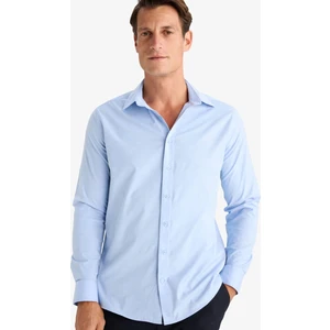 Modern Fit Modern Kesim Poplin Düz Pamuk Karışımlı Uzun Kollu Gömlek D3375AX24AU