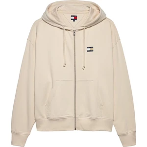 Erkek Cropped Fit Kapüşonlu Fermuarlı Sweatshirt - Krem