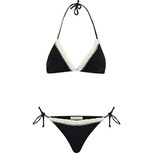 Dantel Detay Siyah Üçgen Bikini Takım