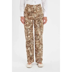 Straight Fit Gabardin Palazzo Pantolon Yılan Derisi Desenli Yüksek Bel Cepli Uzun D1229AX24AU