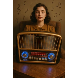 Evcher EC-2144BT Retro Radyo - Bluetooth Özellikli, Usb/sd Girişli, Fm/am/sw 3 Bant, LED Fenerli Mp3 Çalar