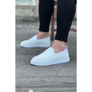 J061 Bağcıksız Ortopedik Taban Triko Cilt Erkek Klasik Günlük Ayakkabı Bt Beyaz
