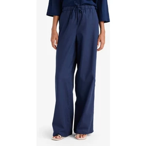 Wide Leg Çift Cepli Beli Lastikli Standart Boy Keten Karışımlı Pantolon E1981AX25SM