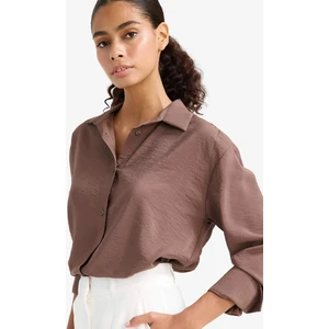 Oversize Geniş Kalıp Basic Düz Uzun Kollu Kırmızı Gömlek