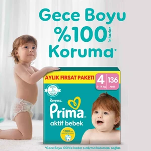 Aktif Bebek, Bebek Bezi 4 Numara, 136 adet