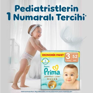 Bebek Bezi Premium Care 3 Beden 52 Adet Midi Jumbo Paket