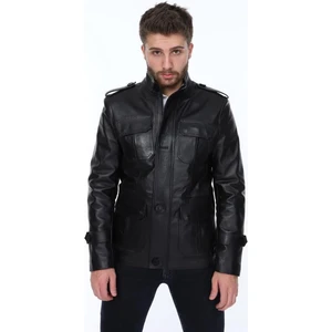 Deri Work Hakiki Deri Siyah Hera Gömlek Cepli Erkek Deri Ceket