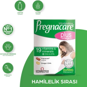 Plus Omega 3,Folik Asit, B12, Demir İçeren  Hamilelik Dönemi Destek Vitamini 28 Tablet-28 Kapsül