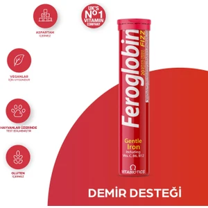 Fızz Demir (Gentle Iron), C Vitamini,Folik Asit, Çinko,Bakır  İçeren 20 Efervesan Tablet.