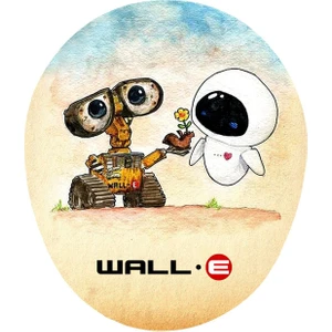 Wall E ve Eve Tasarım Bilek Destekli Kaymaz Buruşmaz Kırılmaz Mouse Pad