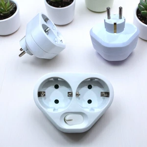 2'li Priz Çoklayıcı Anahtarlı Topraklı, Beyaz