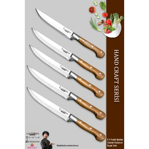 Hand Craft Mutfak Bıçak Seti Et Ekmek Sebze Meyve Doğrama Bıçağı 5 Li Günlük Kullanım ( Mtf-051 )