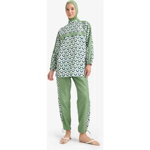 Regular Fit Su İtici 3'lü Desenli Burkini Tesettür Mayo Takım E7996AX25HS