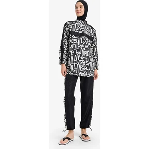 Regular Fit Su İtici 3'lü Desenli Burkini Tesettür Mayo Takım E7996AX25HS