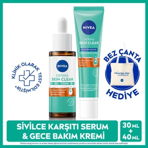 Derma Skin Clear Dengeleyici Serum 30 ml ve Gece Arındırıcı Krem 40 ml, Niasinamid