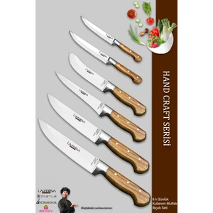 Hand Craft Mutfak Bıçak Seti Et Ekmek Sebze Bıçağı 6 Lı Set Günlük Kullanım ( Mtf-038 )