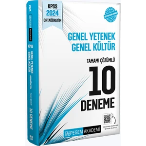 Pegem Akademi Yayıncılık KPSS 2024 Genel Yetenek Genel Kültür Ortaöğretim Tamamı Çözümlü 10 Deneme