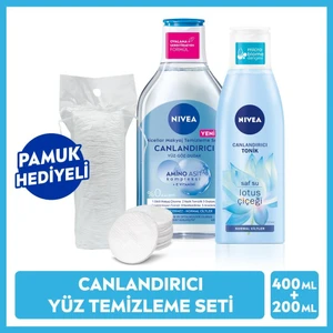 NIVEA Canlandırıcı Micellar Makyaj Temizleme Suyu 400ml ve Nemlendirici Tonik 200ml, Arındırıcı, Normal Cilt, Yüz Temizleyici
