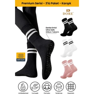 Orijinal Unisex 3 Çift Kaymaz Pilates Ve Yoga Plates Kaydırmaz Tabanlı Çorap Siyah Beyaz Pembe
