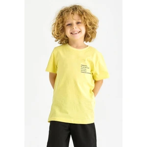 Erkek Çocuk Açık Sarı Renkli Timeless Baskılı Tişört