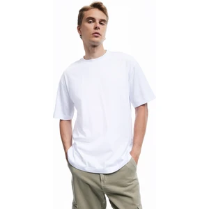 Kısa Kollu Bisiklet Yaka Pamuklu Basic Oversize Tişört