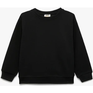 Uzun Kollu Bisiklet Yaka Şardonlu Basic Sweatshirt