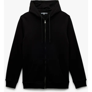 Uzun Kollu Şardonlu Fermuarlı Kanguru Cepli Sweatshirt