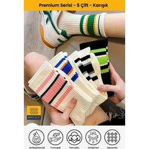 Orijinal Kadın 5 Çift Kaymaz Pilates ve Yoga Için Plates Kaydırmaz Tabanlı Çorap - Renkli Set 5'li