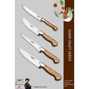 Hand Craft Mutfak Bıçak Seti Et Ekmek Sebze Meyve Bıçağı 4 Lü Set Günlük Kullanım ( Mtf-583 )