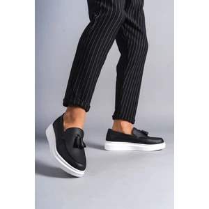 J154 Blaze Bağcıksız Püsküllü Cilt Erkek Günlük Spor Klasik Ayakkabı Cbt - Siyah