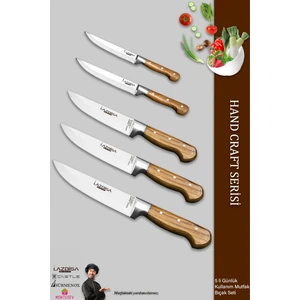 Hand Craft Mutfak Bıçak Seti Et Ekmek Sebze Bıçağı 5 Li Set Günlük Kullanım ( Mtf-037 )