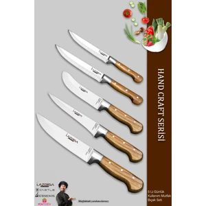 Hand Craft Mutfak Bıçak Seti Et Ekmek Sebze Bıçağı 5 Li Set Günlük Kullanım ( Mtf-037 )