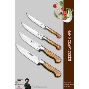 Hand Craft Mutfak Bıçak Seti Et Ekmek Sebze Bıçağı 4 Lü Set Günlük Kullanım ( Mtf-036 )