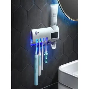 Uv Steril Diş Macunu Sıkacağı Dispenseri 4’lü Diş Fırçası Tutucu | Sensörlü, Şarjlı, Otomatik
